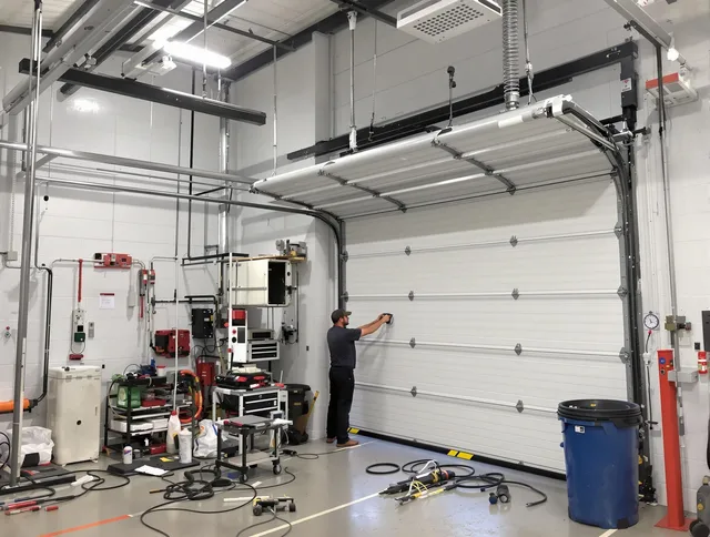 Dana Point Garage Door Repair certified technician performing commercial door repair at a Dana Point business facility
