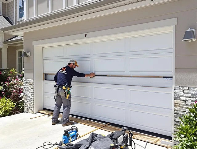 Dana Point Garage Door Repair team performing complete garage door replacement at Dana Point residence